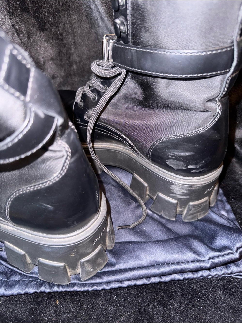 Prada monolith Black Combat Boots sz 37.5 - Picture 4 of 10